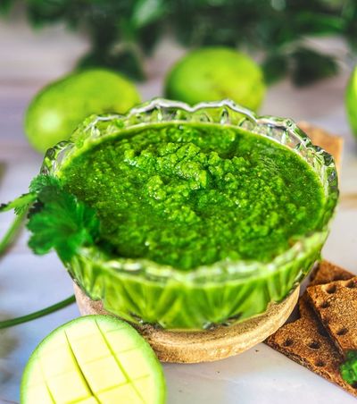 Mint, Coriander, and Mango Chutney